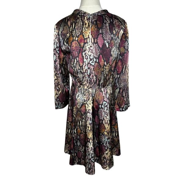 Rebecca Taylor Watercolor Snake Skin Hammered Silk Midi Career Dress Size 4 - Picture 6 of 10